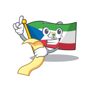 Bayrak Ekvator Ginesi Çizgi film karakteri servis için hazır bekliyor