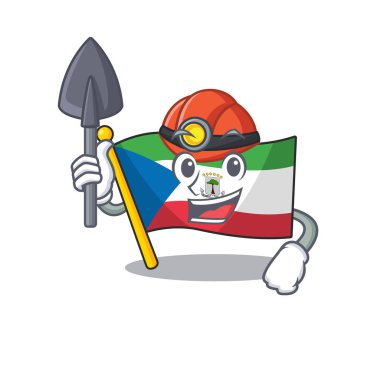 Kendine güvenen Miner bayrağı Ekvator Ginesi Çizgi film karakter tasarımı