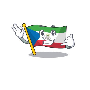 Bana sevimli yüz bayrağı Ekvator Ginesi Maskot çizgi film tasarımı de.