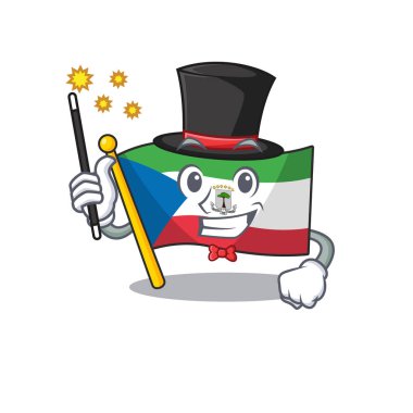 Bir sihirbaz stili olarak bayrak ekvatoryal Gine kaydırma performansı maskotu