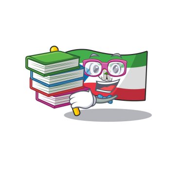 Akıllı Öğrenci bayrağı Ekvator Ginesi Kitap ile maskot çizgi filmi