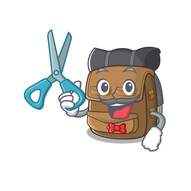 Komik Berber yürüyüş sırt çantası çizgi film karakteri tasarım biçimi