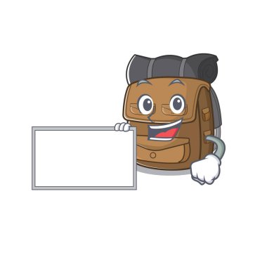 Çizgi film maskot tasarım tarzıyla sırt çantası kaydırma