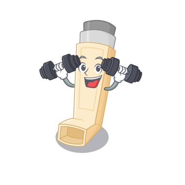 Spor Fitness egzersiz astım spreyini halterle kullanıyor.