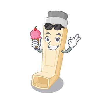 Astım spreyi maskot tasarımı. Dondurmalı.