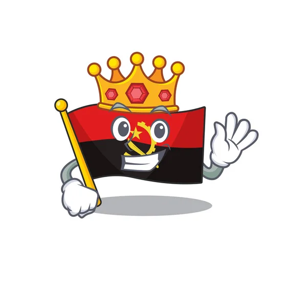 Flag angola Κύλιση Ένα στυλιζαρισμένο του βασιλιά στο σχεδιασμό χαρακτήρα κινουμένων σχεδίων — Διανυσματικό Αρχείο