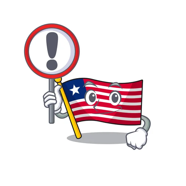 Kreskówkowy projekt flagi Liberia Przewiń do góry znak — Wektor stockowy