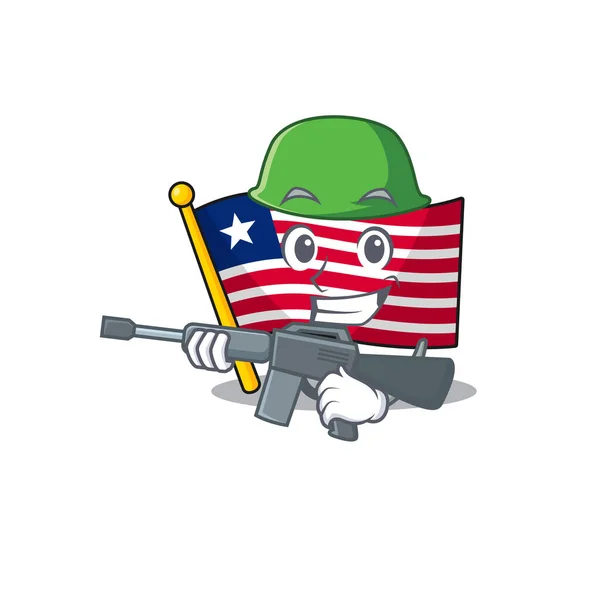 A mascot of flag liberia Scroll Army with machine gun — Stock Vector