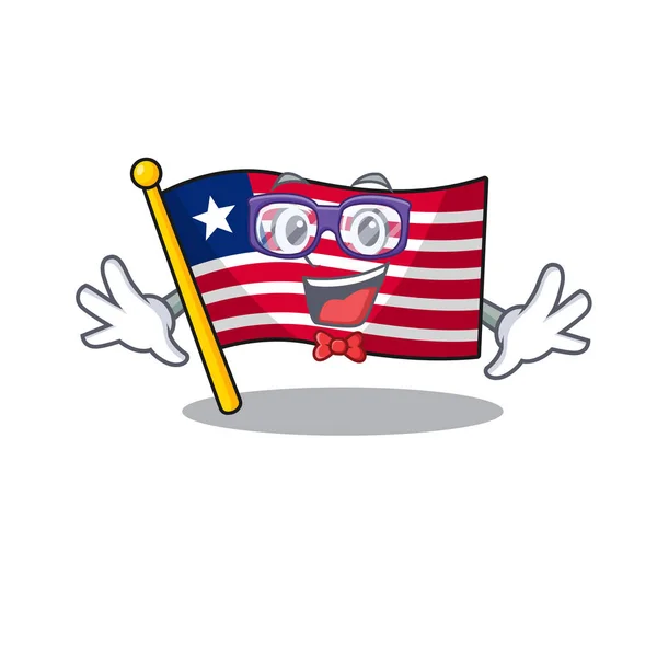 Super rolig Geek flagga Liberia Rulla tecknad karaktär design — Stock vektor