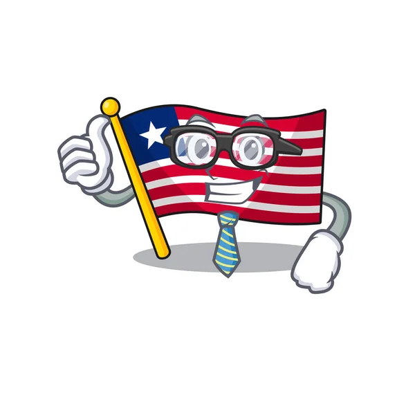 Cool Businessman zászló liberia Scroll rajzfilm karakter szemüveg — Stock Vector