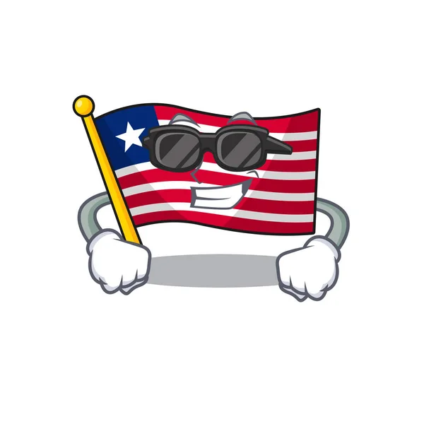 Super cool flag liberia Carácter de pergamino con gafas negras — Archivo Imágenes Vectoriales