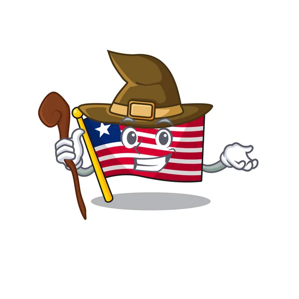 Happy Witch flag liberia Scroll dessin animé personnage design — Image vectorielle