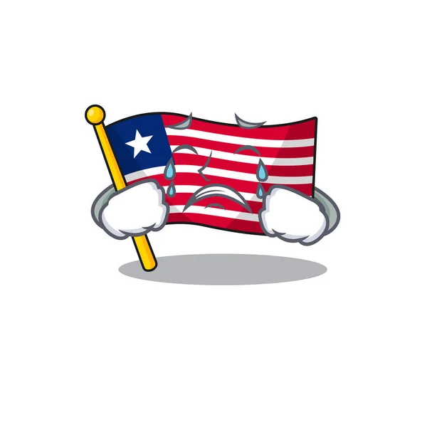 Sad gråta flagga Liberia Rulla tecknad karaktär design — Stock vektor