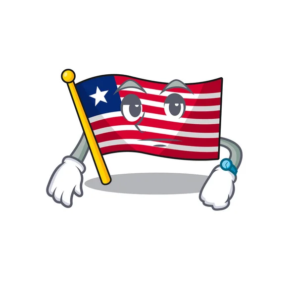 Várakozó gesztus zászló liberia Scroll on cartoon character design — Stock Vector