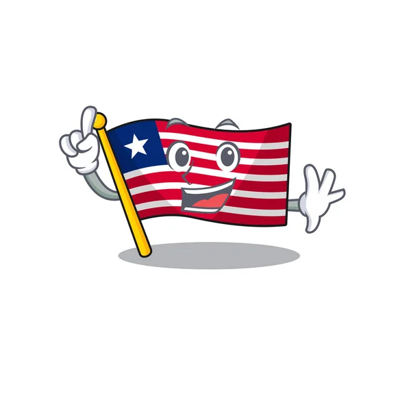 Een vinger vlag liberia Scroll in mascotte cartoon karakter stijl — Stockvector