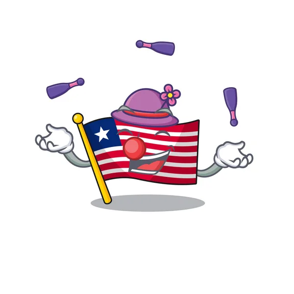 Cool flag liberia Scroll mascot cartoon style playing Juggling — 스톡 벡터