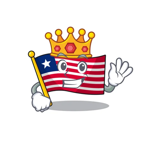 Flagga Liberia Scroll En stiliserad av kung på tecknad karaktär design — Stock vektor