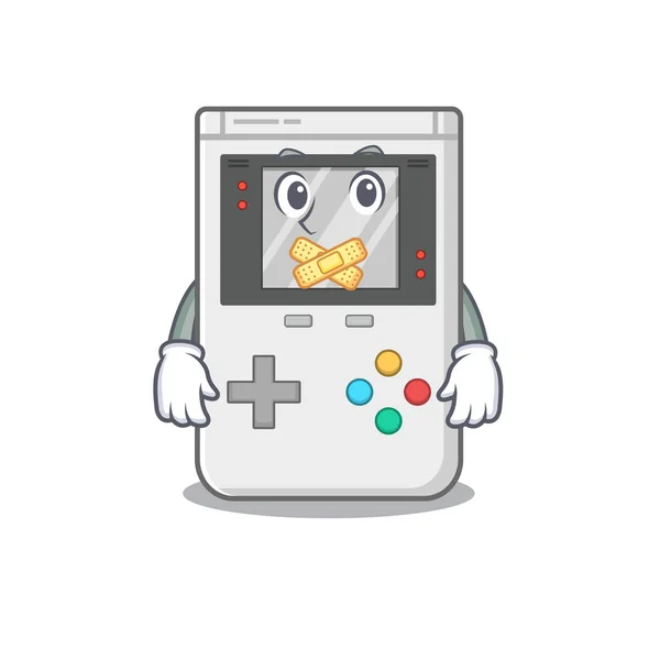 Handheld game Scroll mascot cartoon character design on silent gesture — Stock Vector