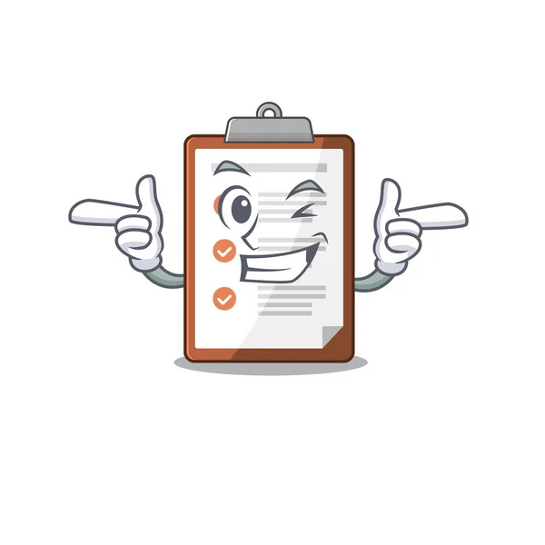 Clipboard Scroll mascot cartoon design with Wink eye — 스톡 벡터