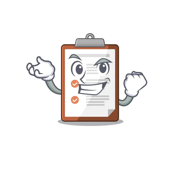 Happy confident Successful clipboard Scroll cartoon character style — 스톡 벡터