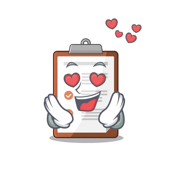 Caindo no amor prancheta bonito Scroll desenho animado mascote design — Vetor de Stock