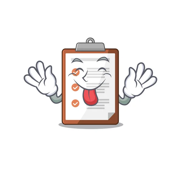 Funny face clipboard Scroll mascot design with Tongue out — 스톡 벡터