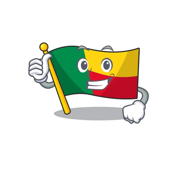 Smiley mascote de benin bandeira Rolagem fazendo polegares até gesto —  Vetores de Stock