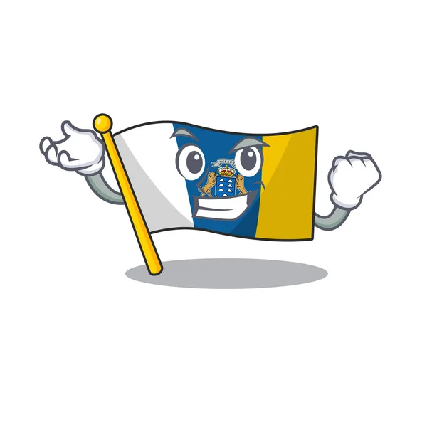 Felice fiducioso Bandiera di successo canarino isola Scorrere stile personaggio dei cartoni animati — Vettoriale Stock