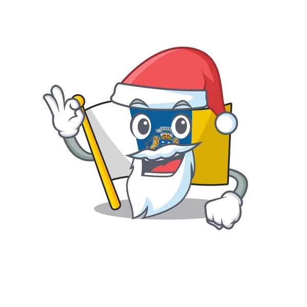 Santa flag canary island Scroll cartoon character design with ok finger — Stock Vector