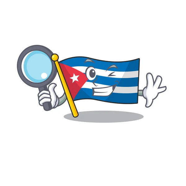 Smart flag cuba Scroll Detective cartoon character design — Stock Vector