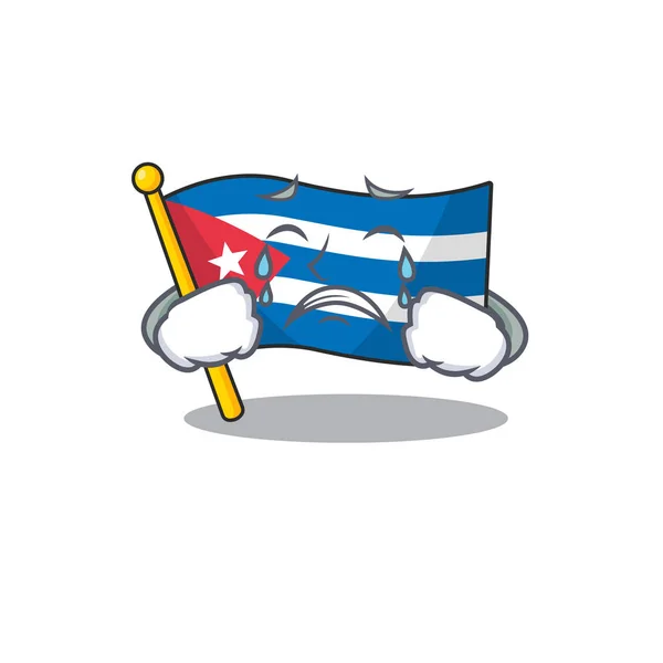 Triste drapeau pleurer cuba Scroll dessin animé personnage design — Image vectorielle