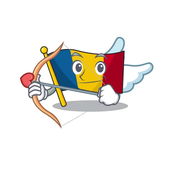 Niedliche Flagge chad scroll cupid cartoon figur mit pfeil und flügeln — Stockvektor