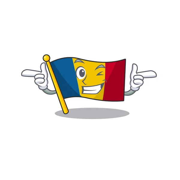 Flag chad Scroll mascot cartoon design with Wink eye — Stock Vector