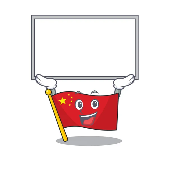 Happy cartoon personagem bandeira china rolagem levantada bordo —  Vetores de Stock
