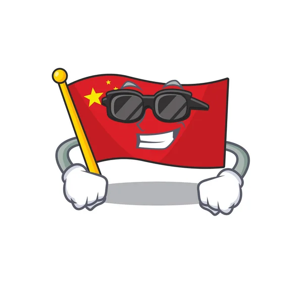 Personagem de rolagem de china bandeira super legal com óculos pretos —  Vetores de Stock