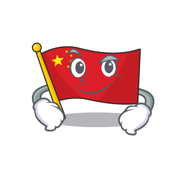 Cool drapeau Chine Scroll mascotte personnage avec sourire visage — Image vectorielle