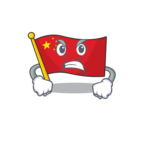 Сердитое лицо флаг фарфора Свиток дизайн персонажа мультфильма — стоковый вектор