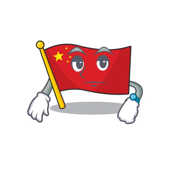 Wachtend gebaar vlag porselein Scroll op cartoon karakter ontwerp — Stockvector