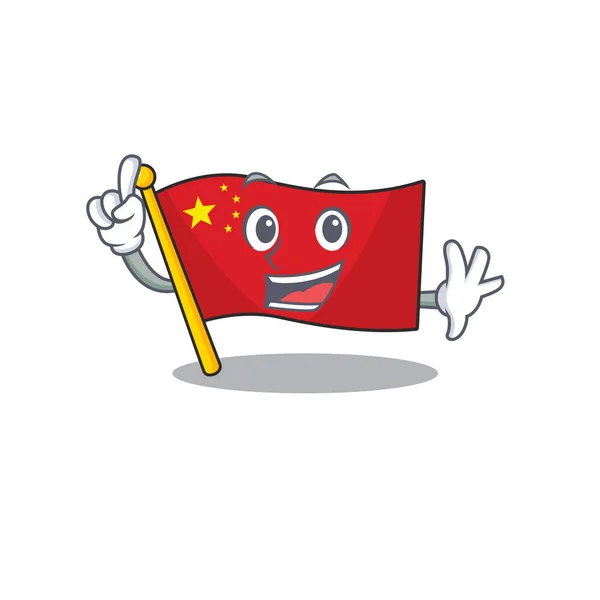 Ein Finger Flagge China Schriftrolle in Maskottchen Cartoon-Charakter-Stil — Stockvektor