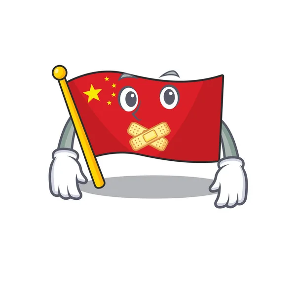 Flagge China Scroll Maskottchen Zeichentrickfigur Design auf stille Geste — Stockvektor