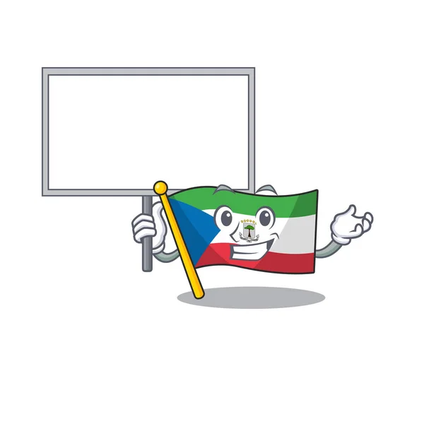 Flaga Gwinea Równikowa Przewiń cute postać z kreskówki przynieść planszę — Wektor stockowy
