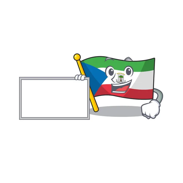 Flagge Äquatorialguinea Schriftrolle mit Bord Cartoon-Maskottchen-Design-Stil — Stockvektor