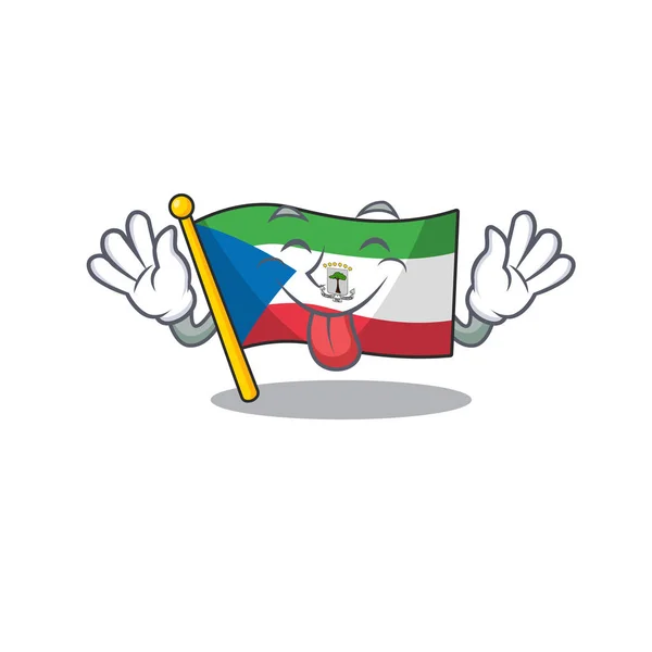 Funny face flag equatorial guinea Scroll mascot design with Tongue out — 스톡 벡터