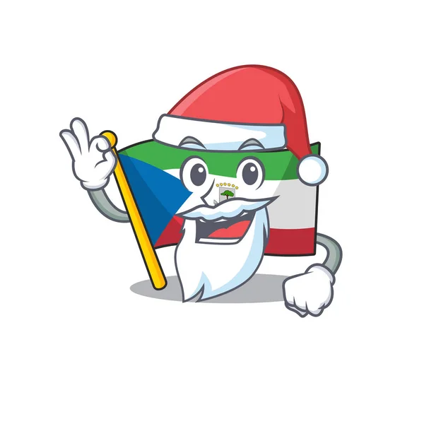 Santa-Flagge Äquatorialguinea scroll cartoon figur design mit ok finger — Stockvektor