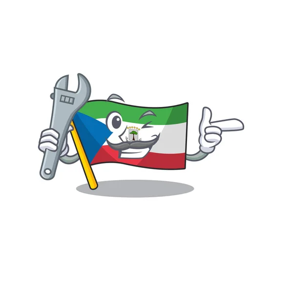 Cool Mechanic flag equatorial guinea Scroll การออกแบบตัวละครการ์ตูน — ภาพเวกเตอร์สต็อก