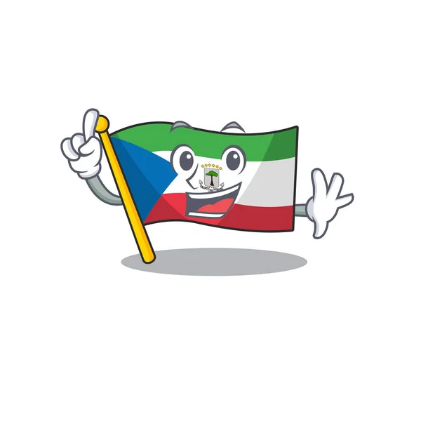 Ein Finger Flagge Äquatorialguinea scrollen in Maskottchen Cartoon-Charakter-Stil — Stockvektor