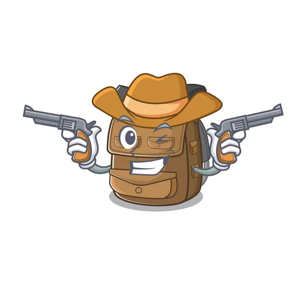 Mochila de senderismo Pergamino mascota realizado como un vaquero con armas — Vector de stock