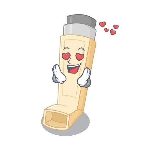 恋に落ちるかわいい喘息吸入器の漫画のキャラクターデザイン — ストックベクタ