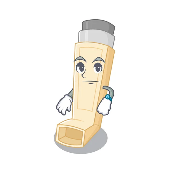 Cartoon karakter ontwerp van astma inhalator op een wachtende gebaar — Stockvector