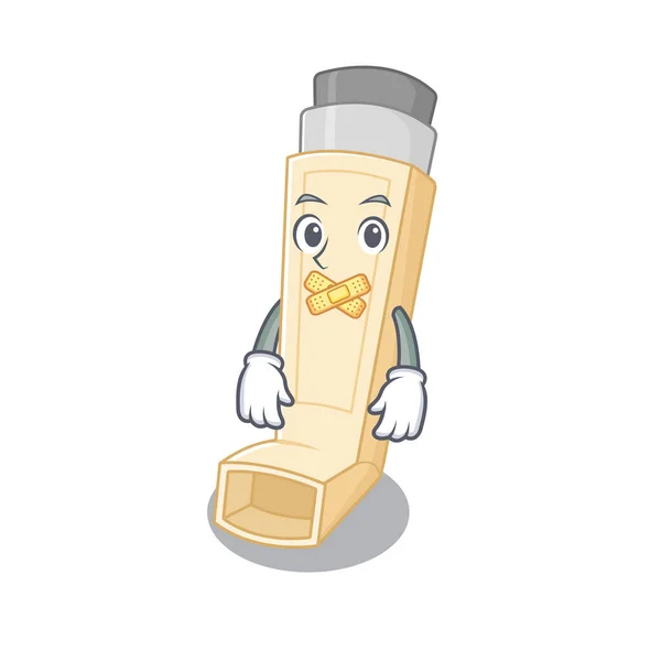 Een stil gebaar van astma inhalator mascotte cartoon karakter ontwerp — Stockvector